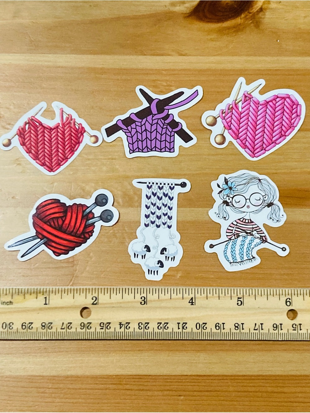 5 for $10: 6 Knit Love WATERPROOF Stickers 🧶 💕
